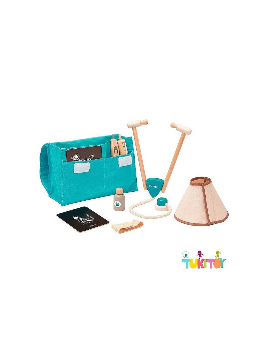 Juegos Y Juguetes PlanToys Juguetes De Profesiones | Malet N Veterinario Y Accesorios De Madera - Plantoys