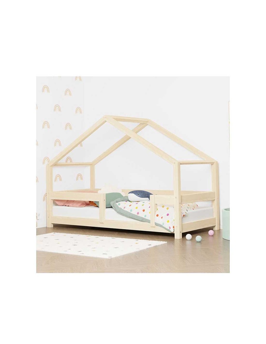 Mobiliario TukiToy | Cama Montessori Casita Lucky Con Barrera De Seguridad