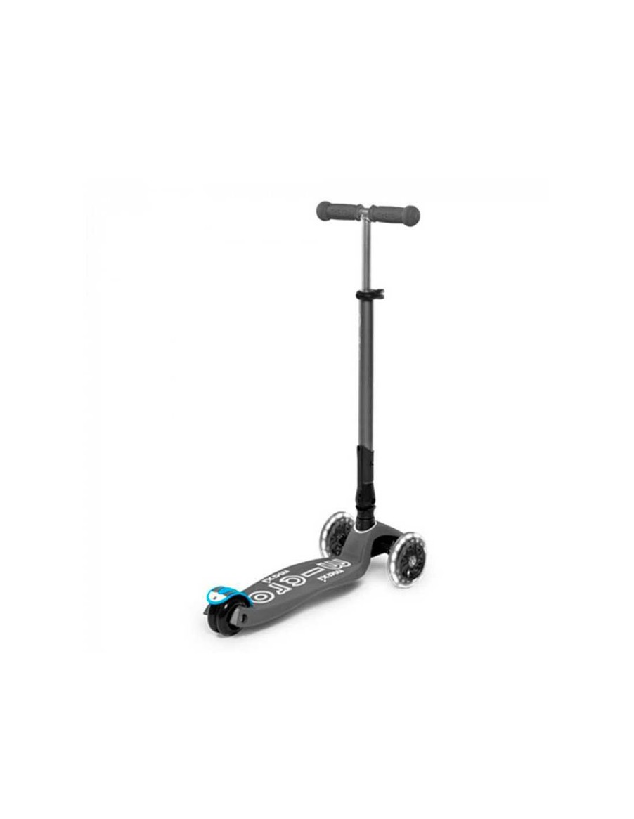 Juegos Y Juguetes TukiToy | Patinete Maxi Micro Deluxe Plegable Led Gris Volc N