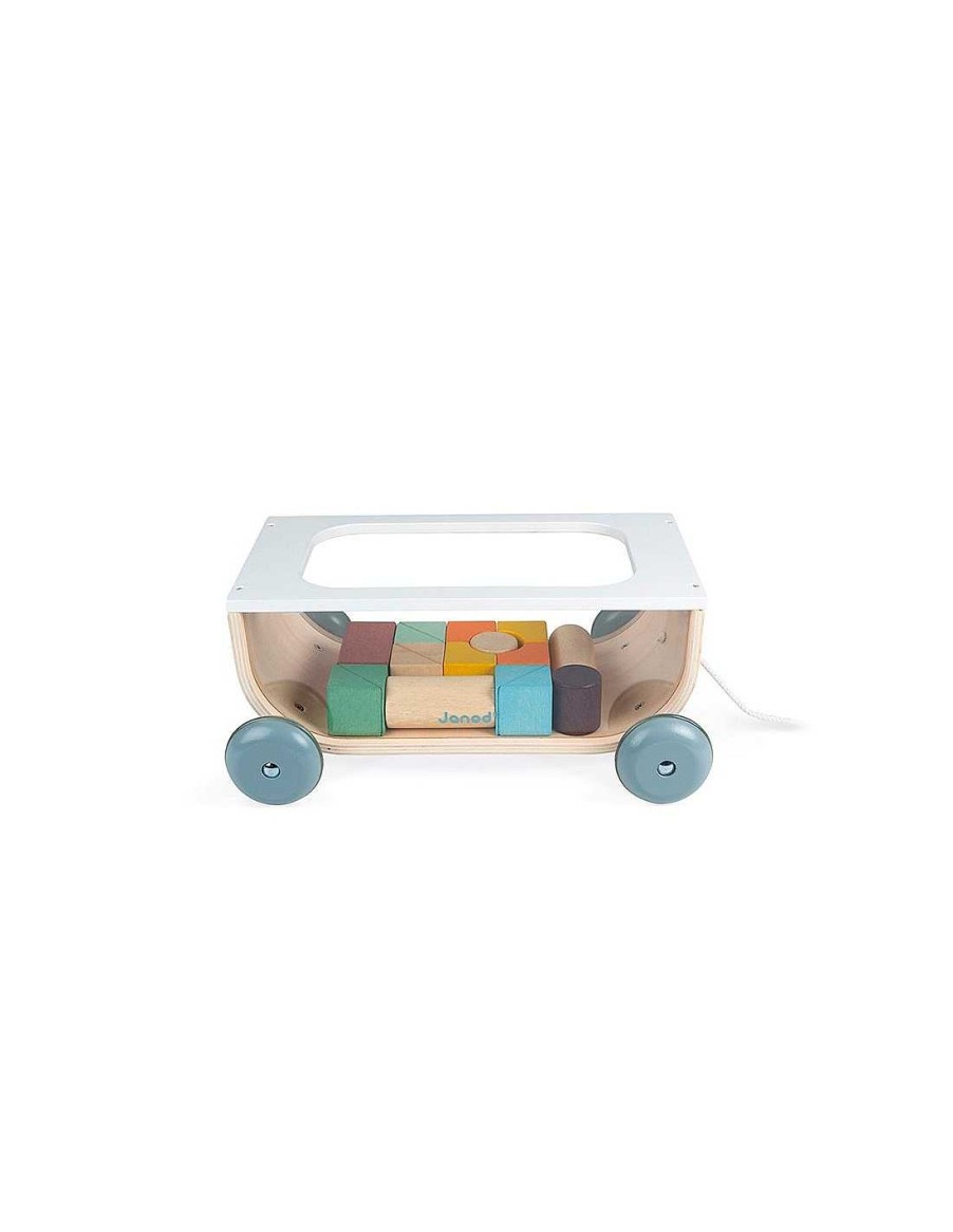 Juegos Y Juguetes Janod Juegos Construcci N | Carrito Con Bloques Para Arrastrar Sweet Cocoon - Janod