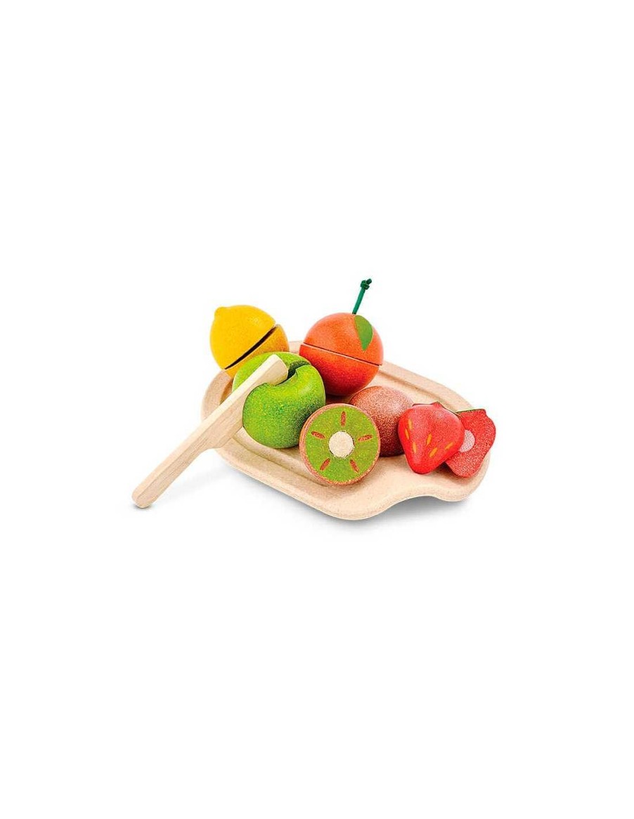 Juegos Y Juguetes PlanToys Juguetes Educativos Para Beb S | Surtido De Frutas En Bandeja Para Cortar Plan Toys