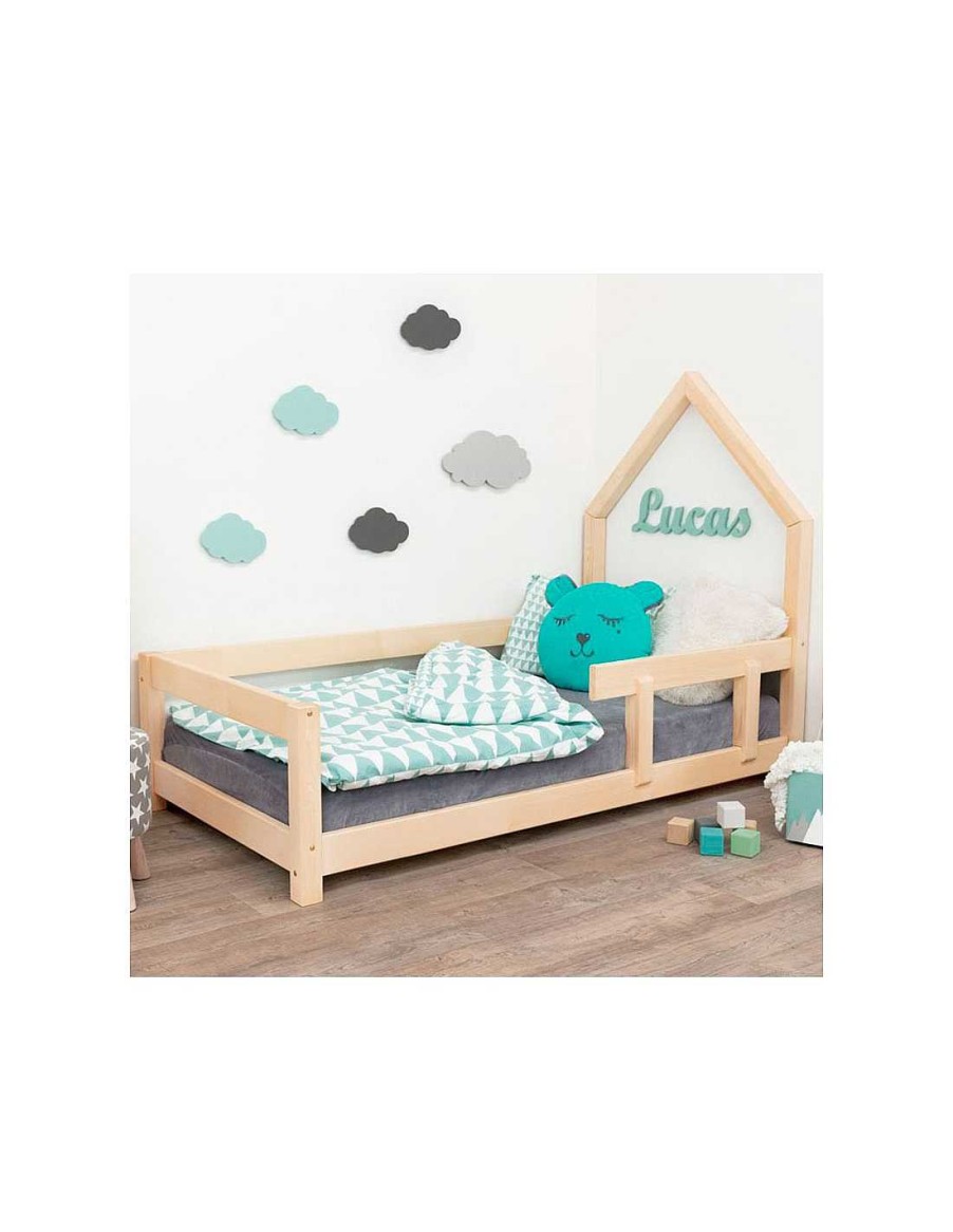 Mobiliario TukiToy | Cama Montessori Casita Poppy Con Barrera De Seguridad Lado Derecho