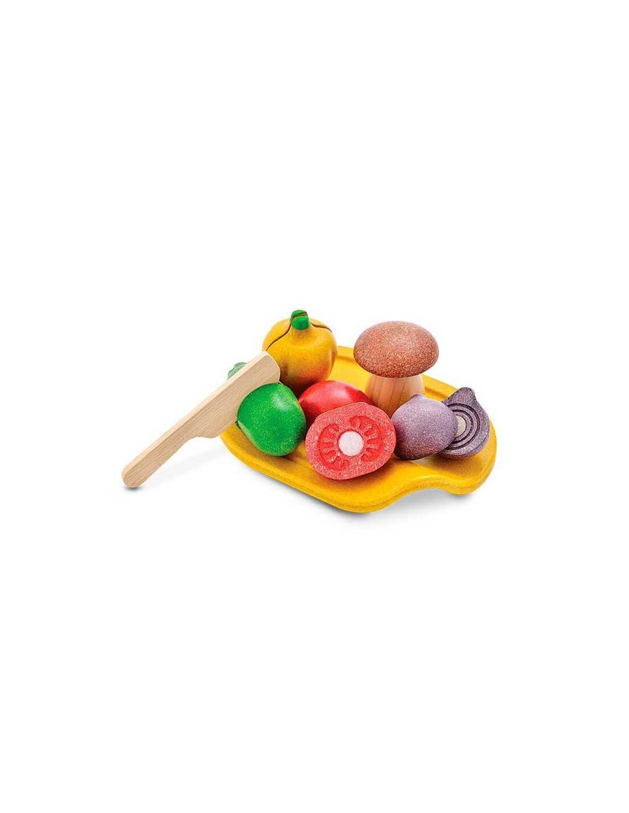 Juegos Y Juguetes PlanToys Juguetes Educativos Para Beb S | Surtido De Verduras En Bandeja Para Cortar Plan Toys