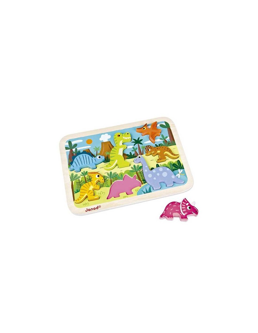 Juegos Y Juguetes Janod Puzzles | Puzzle Madera Encajable: Los Dinosaurios Janod