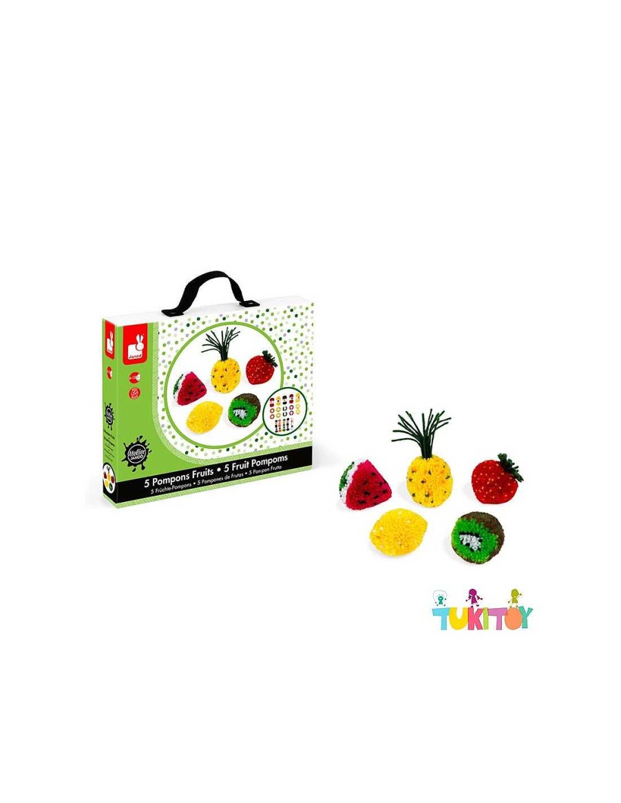 Juegos Y Juguetes Janod | Malet N Manualidades 5 Pompones De Frutas Janod