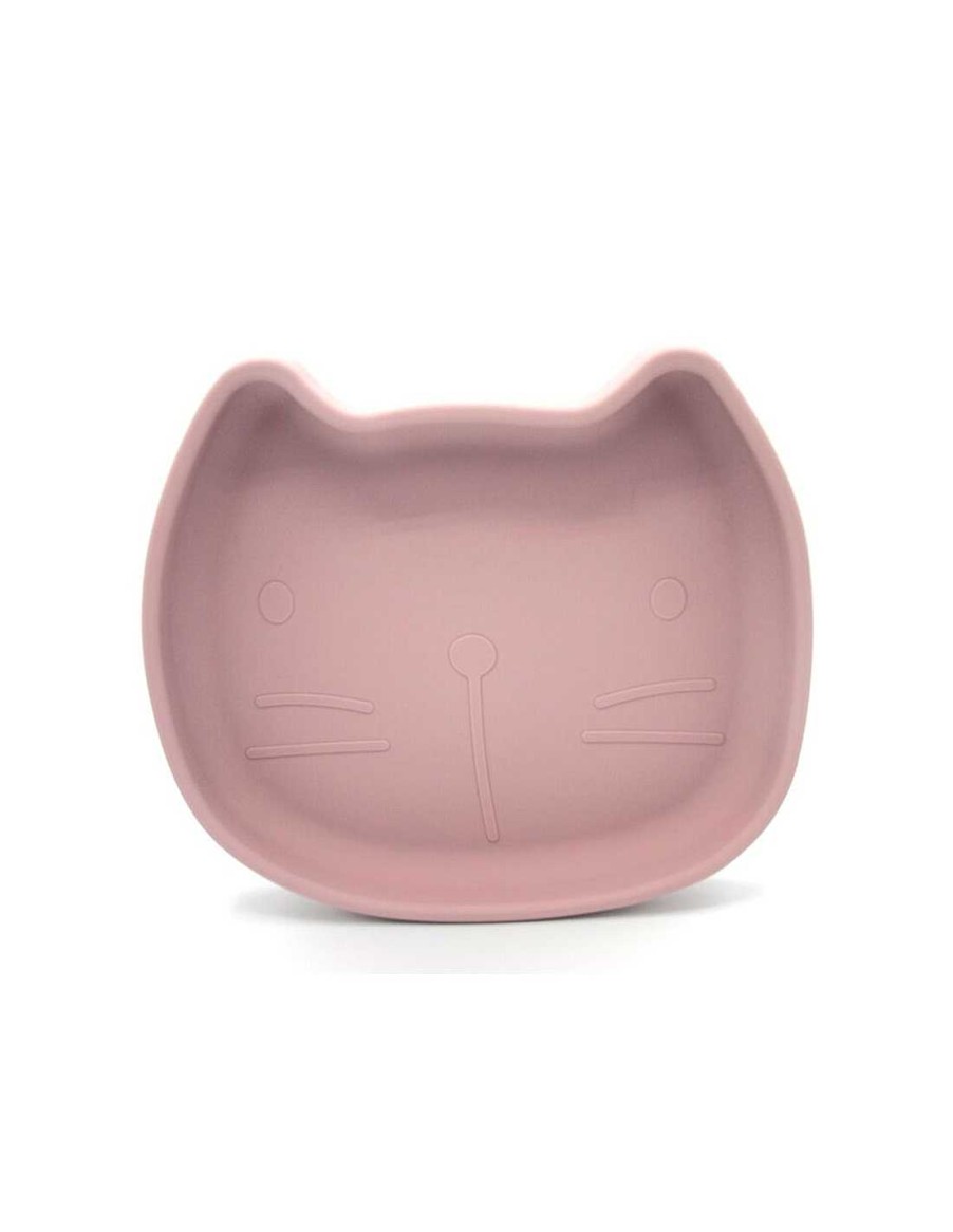 Para El Beb TukiToy | Plato De Silicona Con Ventosa Gatita Pipa Rosa