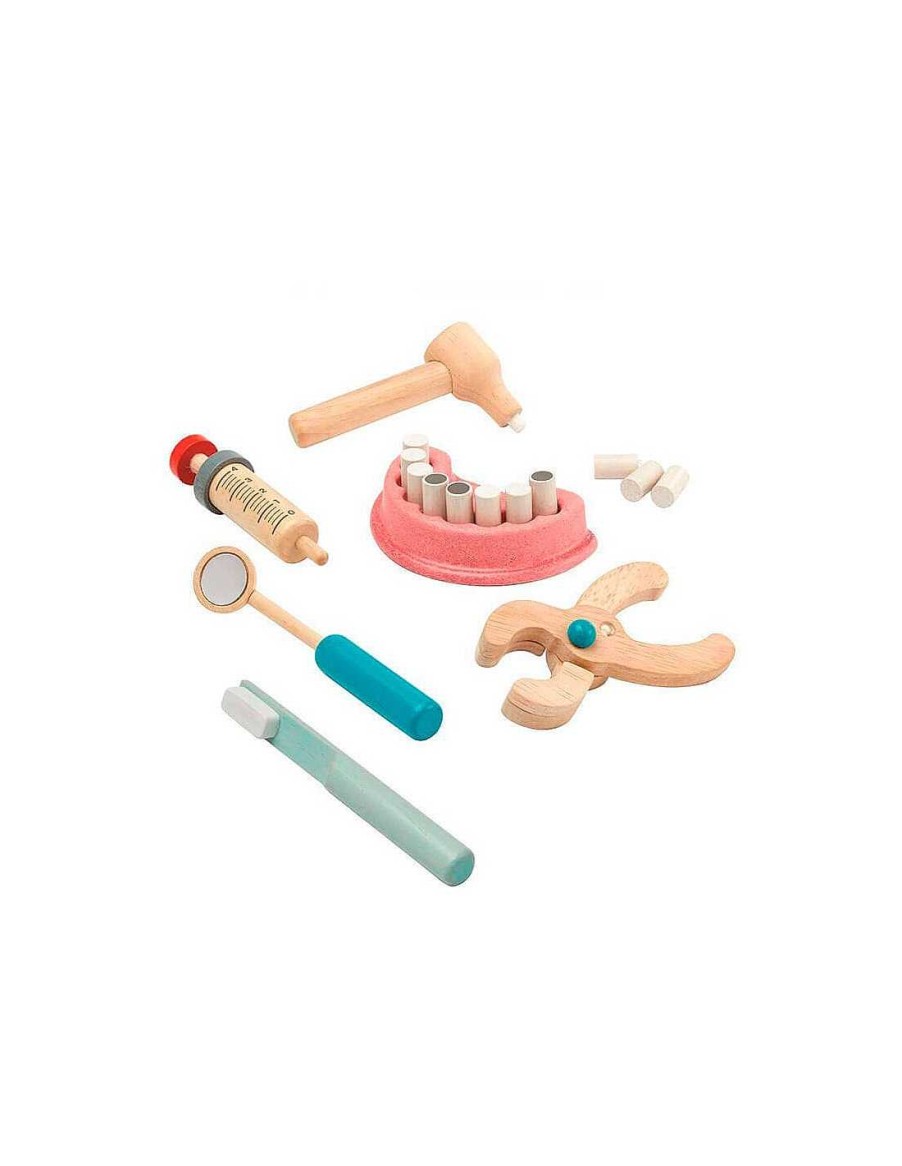 Juegos Y Juguetes PlanToys Juguetes De Profesiones | Set Dentista Con Accesorios De Madera - Plantoys